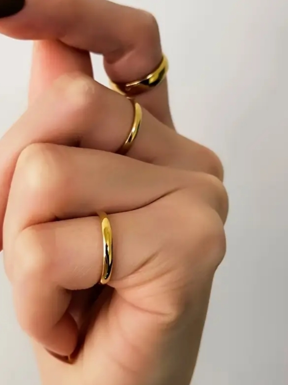 18 KT Gold Over Titanium Stacking Rings - Picture 3 of 3